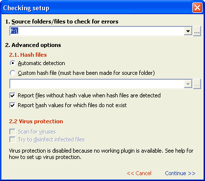 Checking setup image